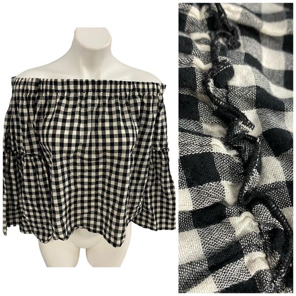 Who What Wear Top Womens Medium Gingham Summer Country Picnic Farm Ranch BBQ - Picture 1 of 14